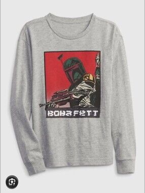 GAP Long-Sleeve Boba Fett /Star Wars Graphic Tee With Sequin Flip Graphic